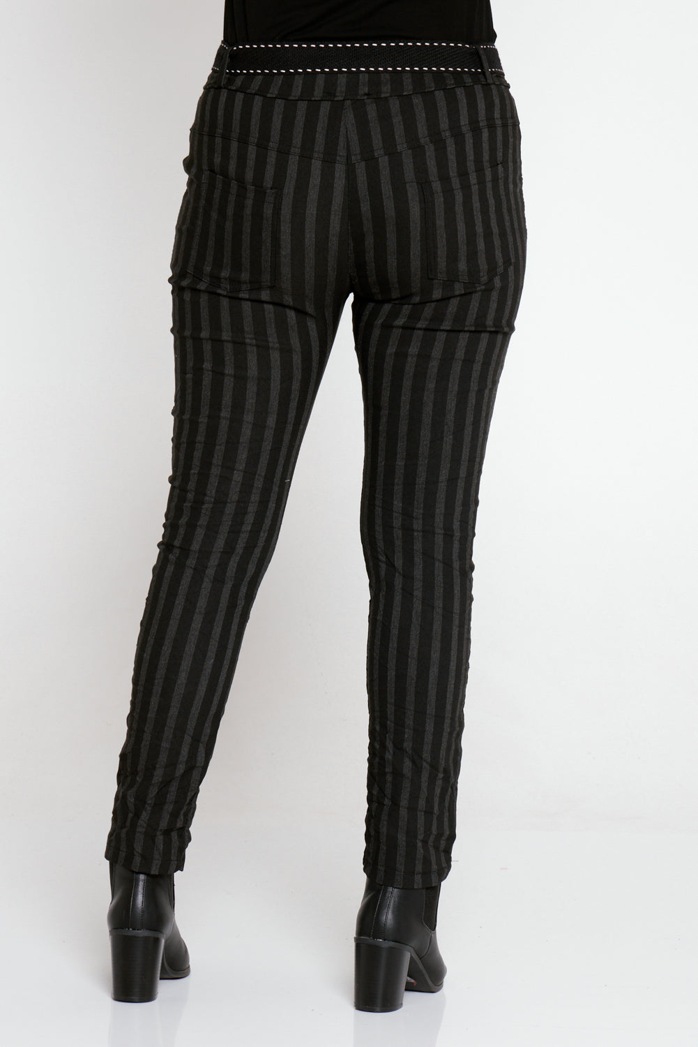 Jodi Pants Black Charcoal Stripe TULIO Fashion