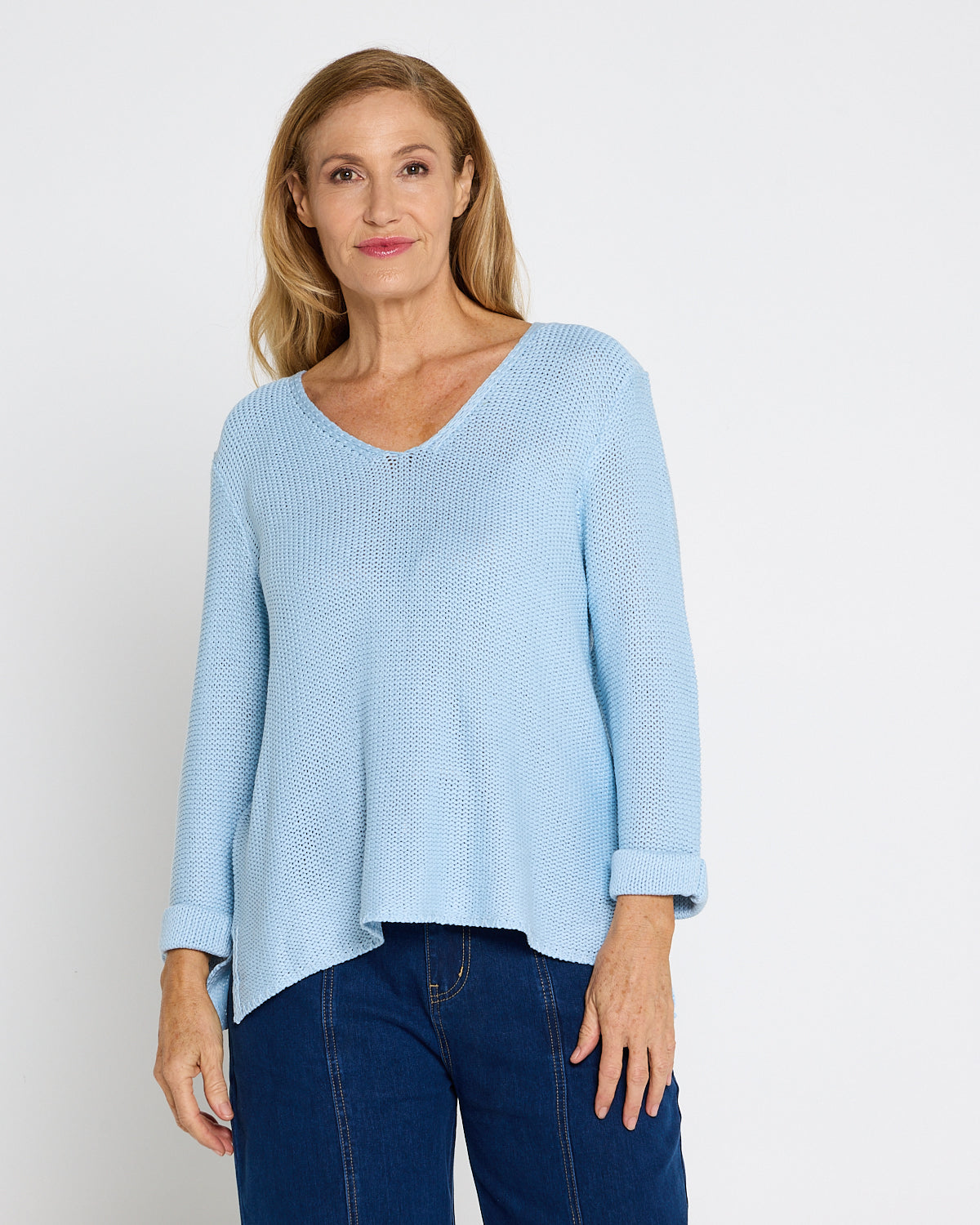 Emmy Cotton Knit Jumper - Baby Blue