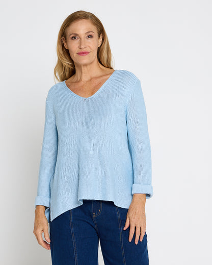 Emmy Cotton Knit Jumper - Baby Blue