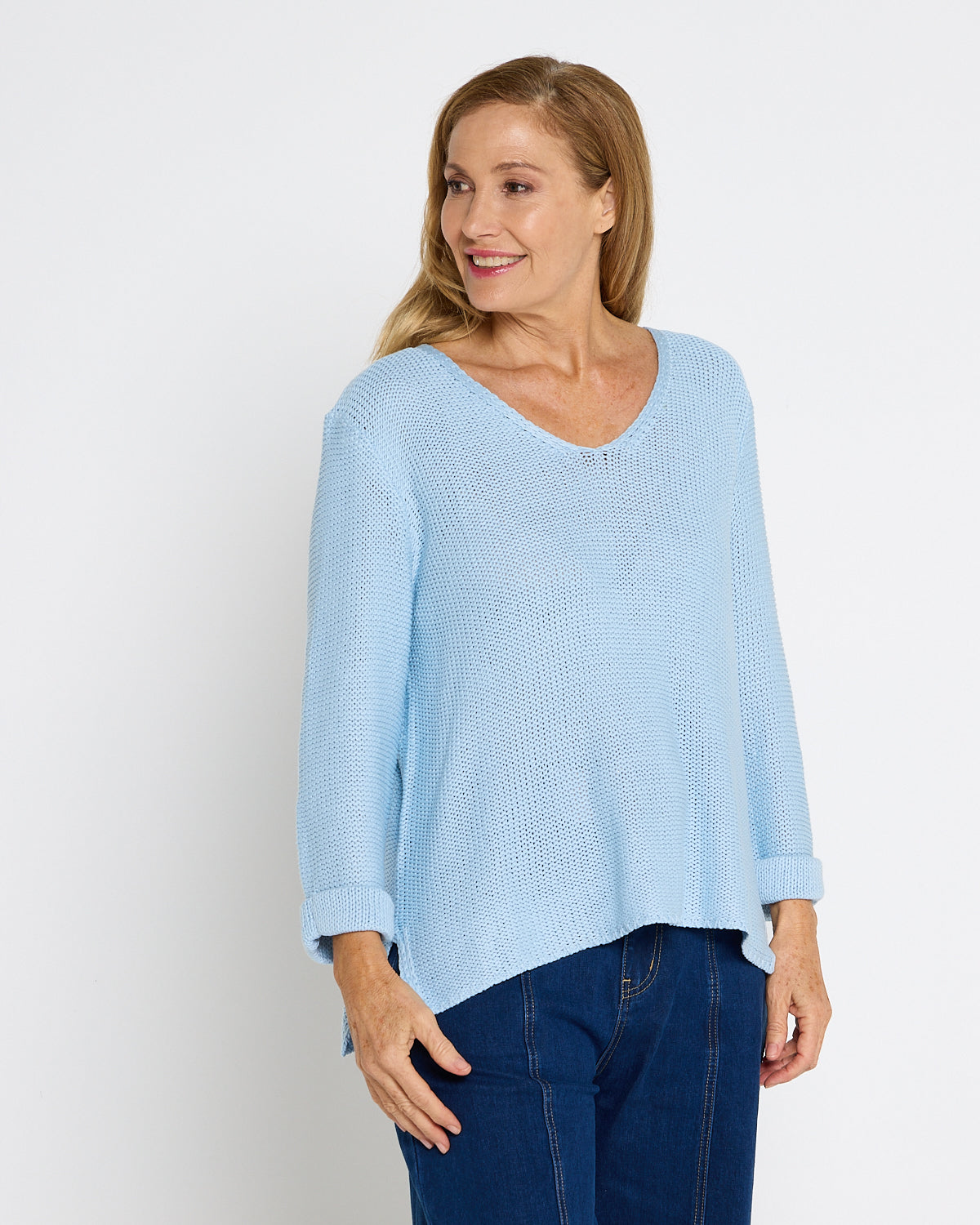 Emmy Cotton Knit Jumper - Baby Blue