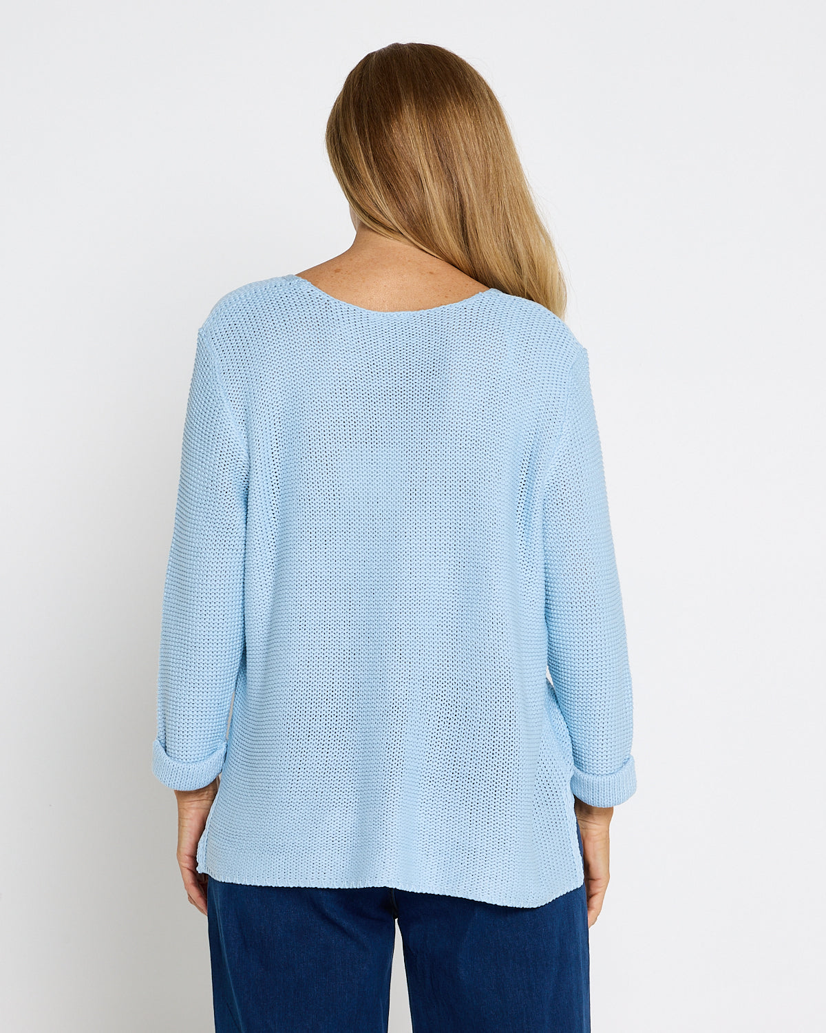 Emmy Cotton Knit Jumper - Baby Blue