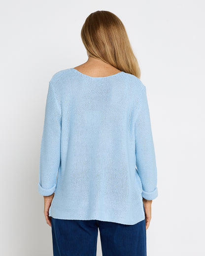 Emmy Cotton Knit Jumper - Baby Blue