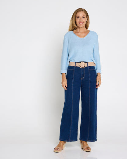 Emmy Cotton Knit Jumper - Baby Blue