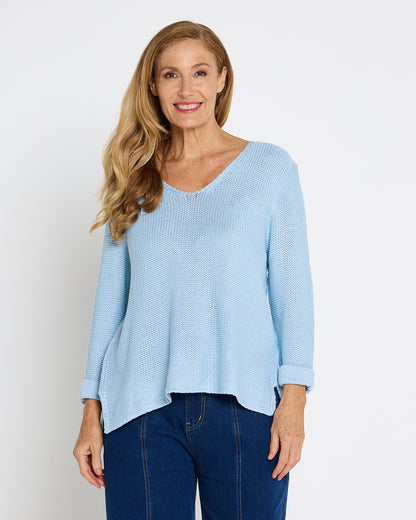 Emmy Cotton Knit Jumper - Baby Blue