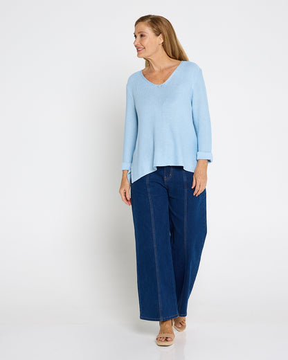 Emmy Cotton Knit Jumper - Baby Blue