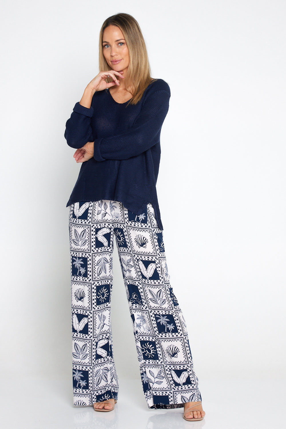 Seabreeze Pants Navy/White Postcard Matching Loungewear Set