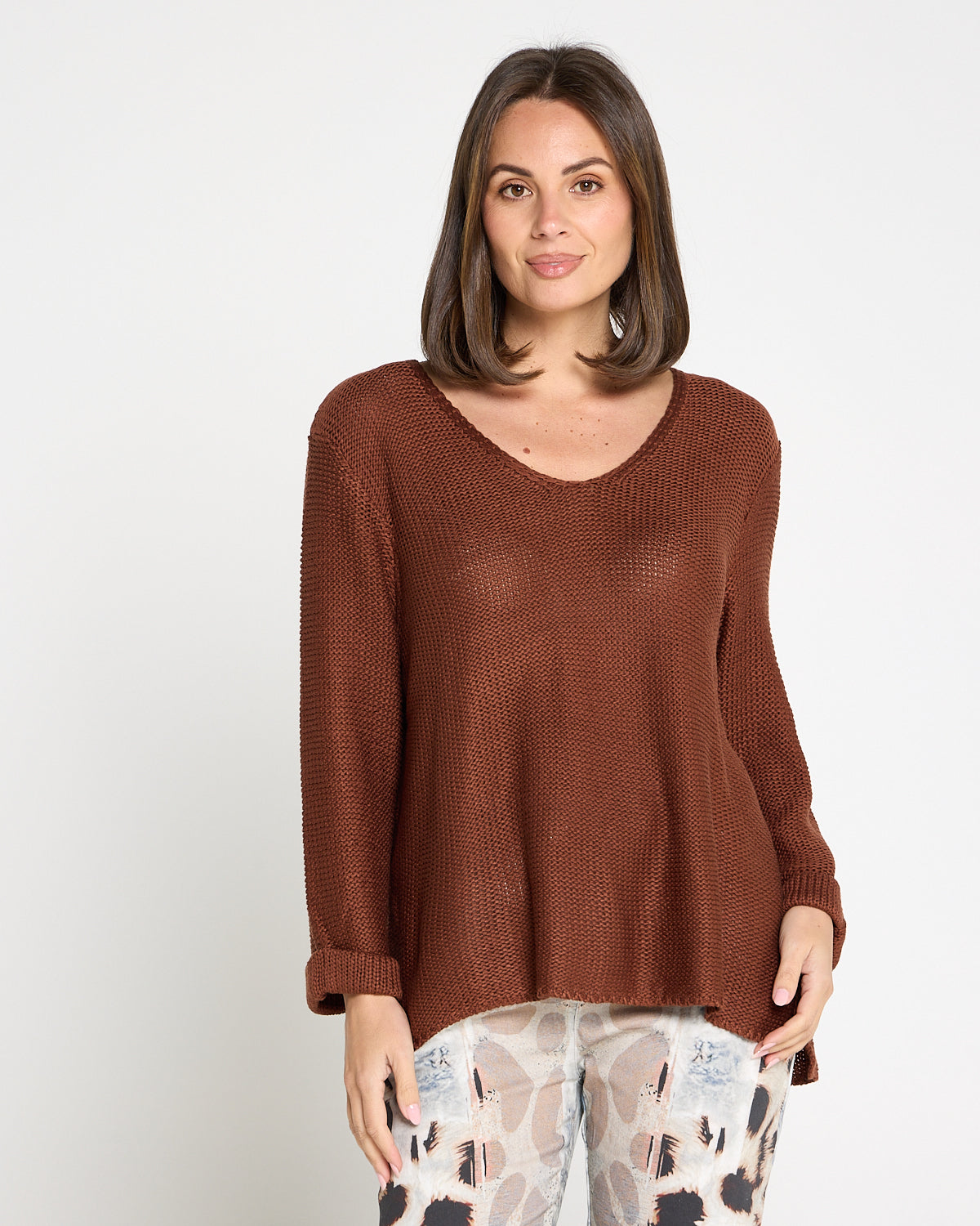 Emmy Cotton Knit Jumper - Chocolate