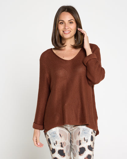 Emmy Cotton Knit Jumper - Chocolate