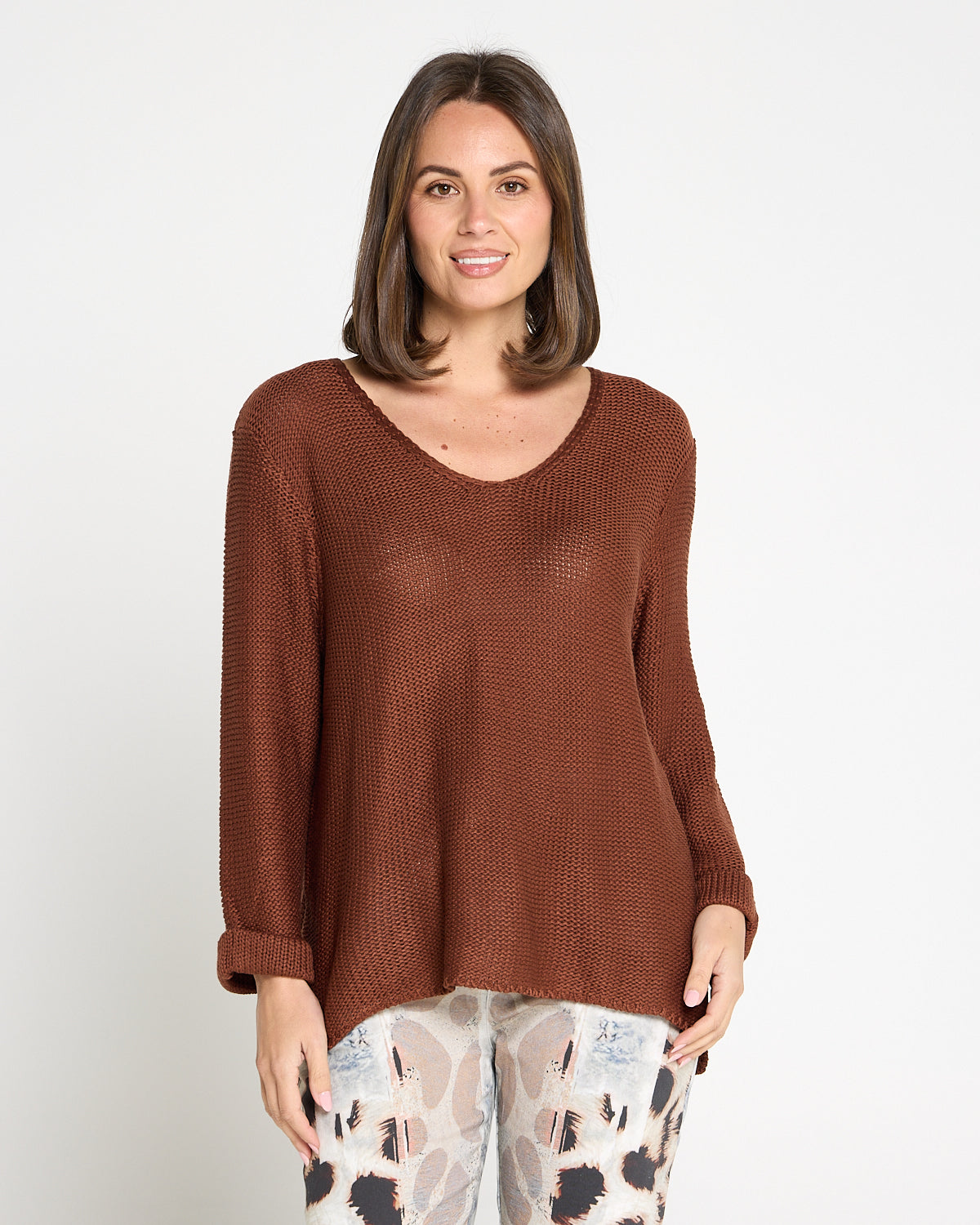 Emmy Cotton Knit Jumper - Chocolate