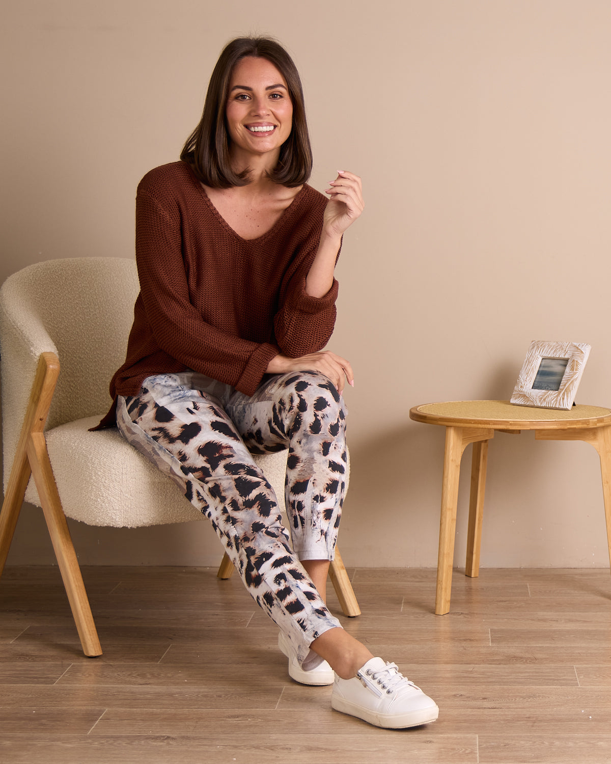 Charmaine Pants - White/Leopard Print