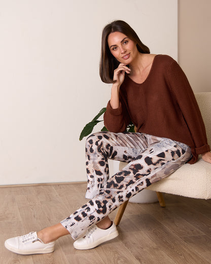 Charmaine Pants - White/Leopard Print