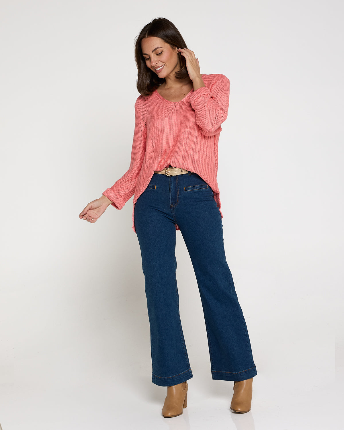 Emmy Cotton Knit Jumper - Flamingo Pink