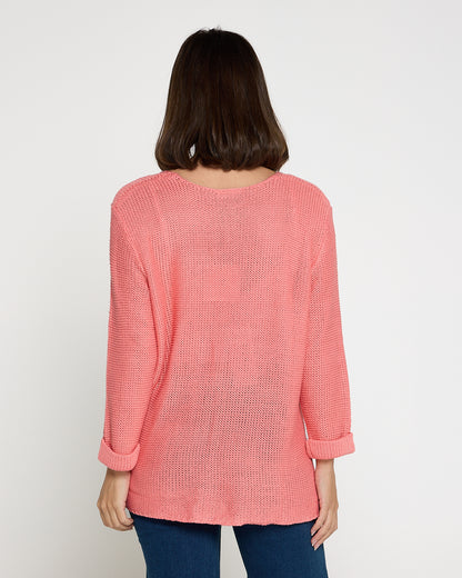 Emmy Cotton Knit Jumper - Flamingo Pink