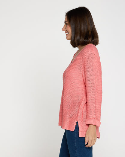 Emmy Cotton Knit Jumper - Flamingo Pink