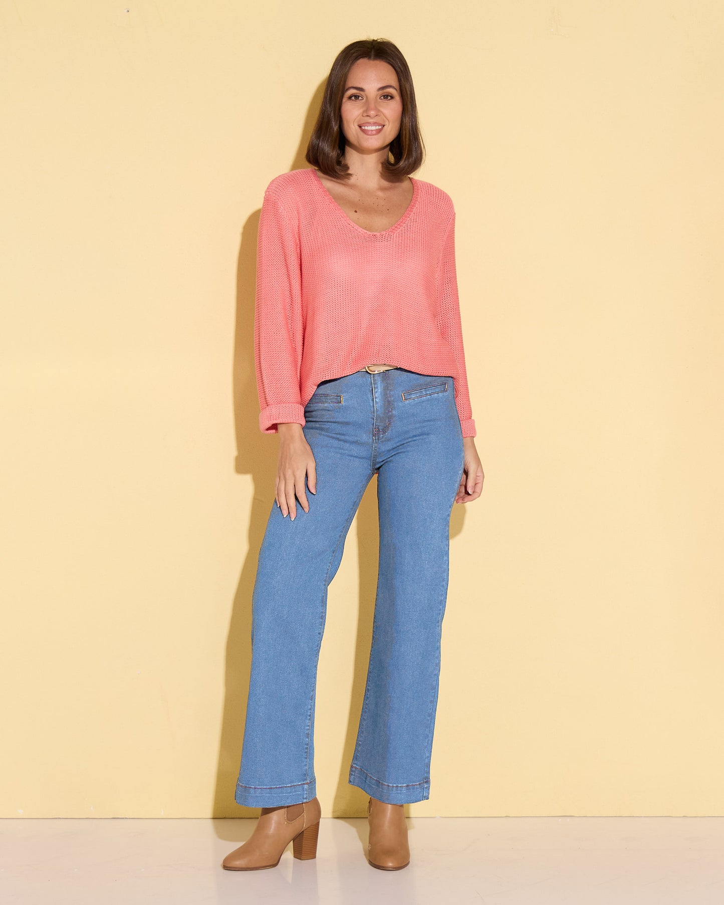 Cher Wide Leg Jeans - Light Wash Blue Denim