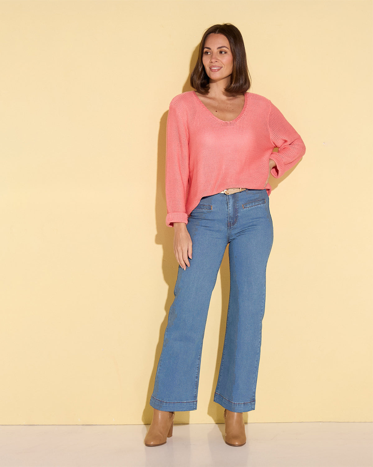 Cher Wide Leg Jeans - Light Wash Blue Denim
