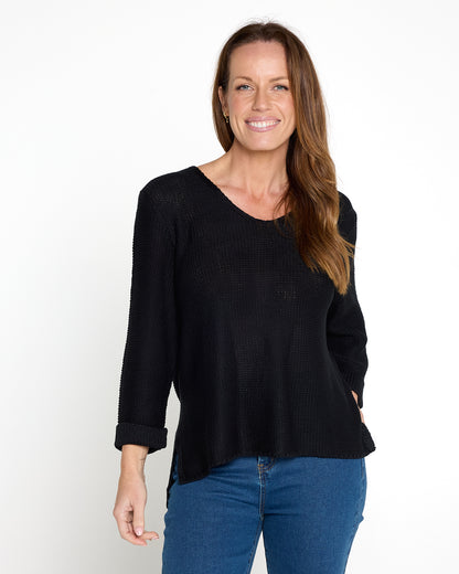 Emmy Cotton Knit Jumper - Black