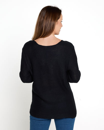 Emmy Cotton Knit Jumper - Black