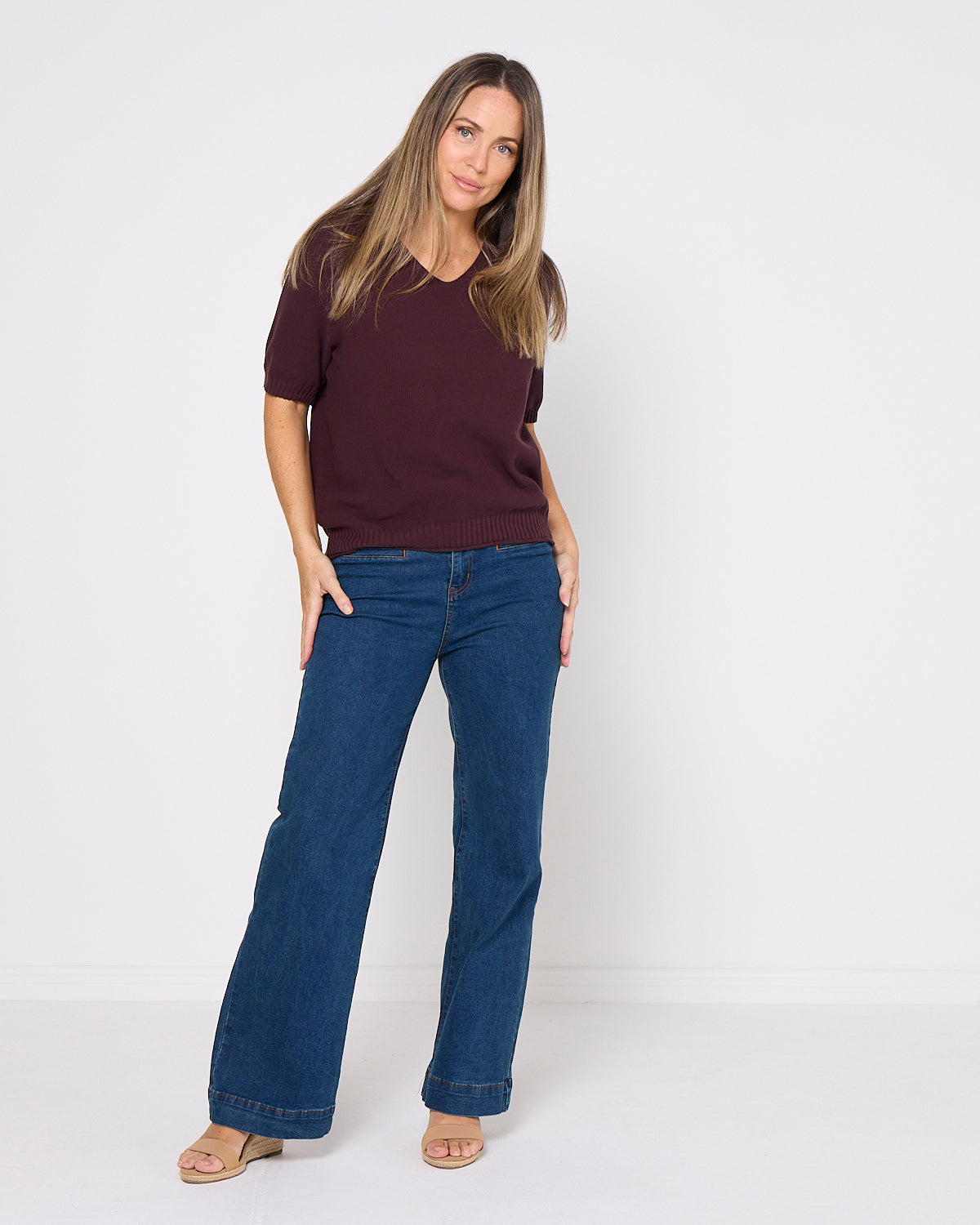 Rachel Cotton Knit Top - Plum