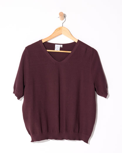 Rachel Cotton Knit Top - Plum