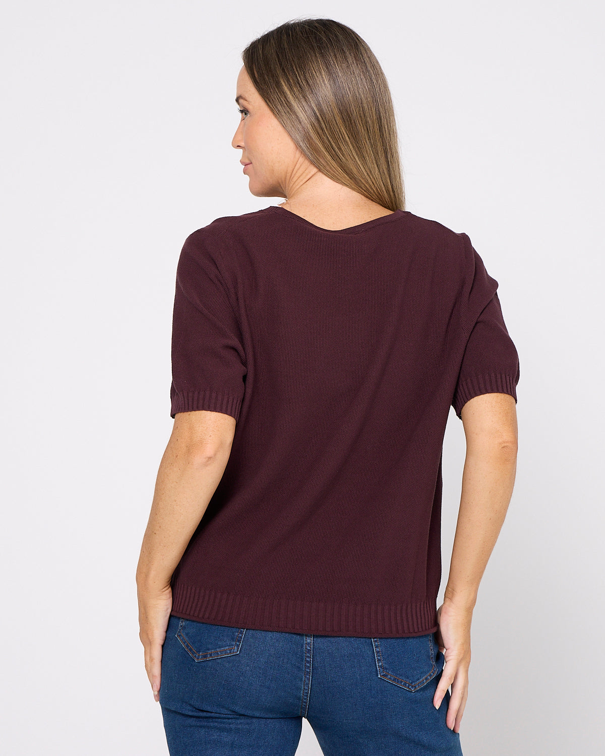 Rachel Cotton Knit Top - Plum
