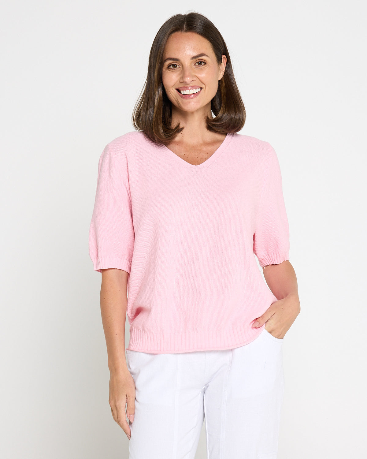 Rachel Cotton Knit Top - Pink