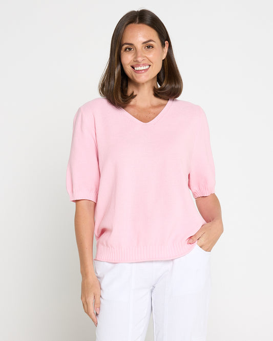 Rachel Cotton Knit Top - Pink
