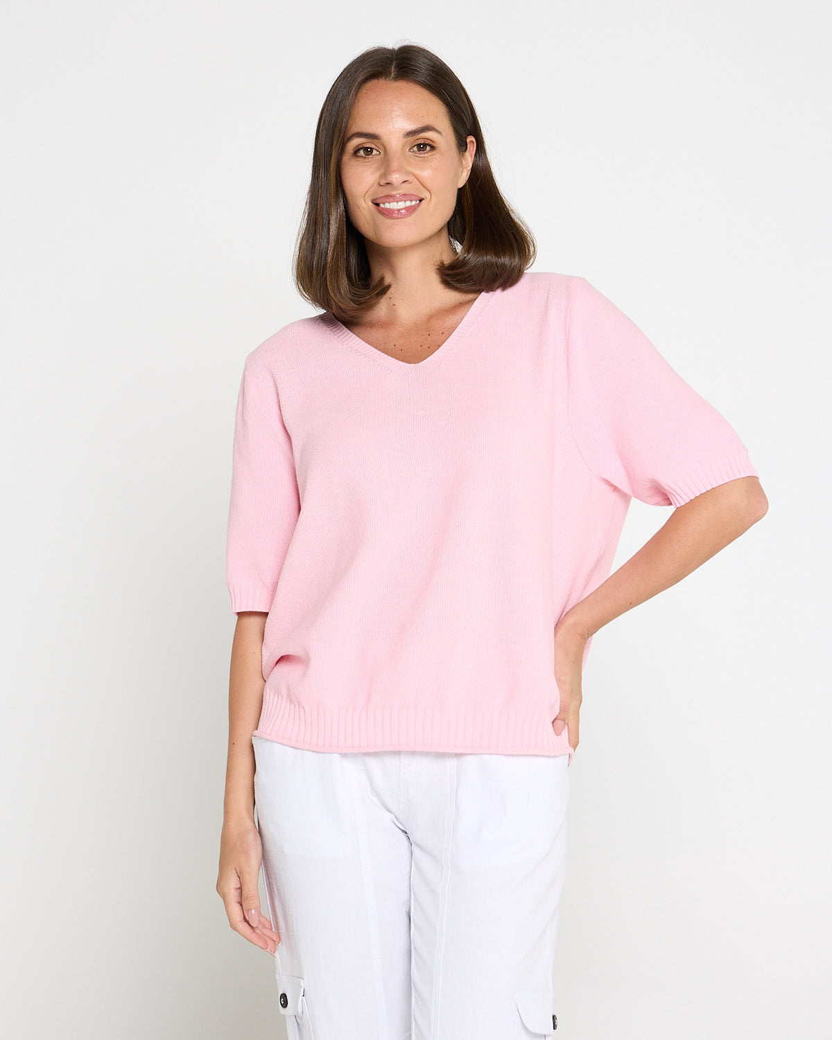 Rachel Cotton Knit Top - Pink