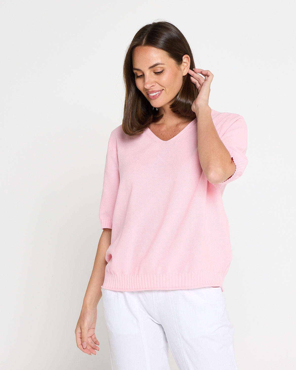 Rachel Cotton Knit Top - Pink