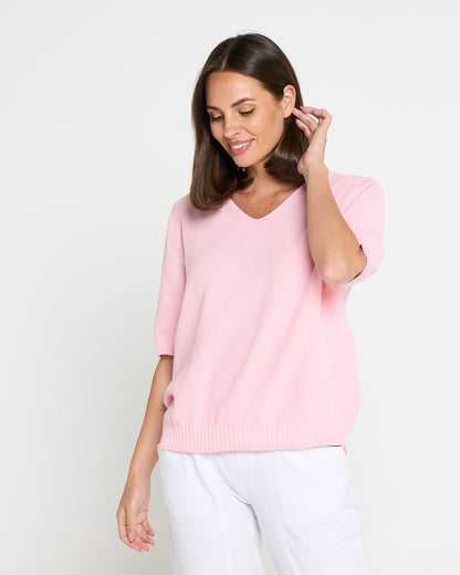 Rachel Cotton Knit Top - Pink