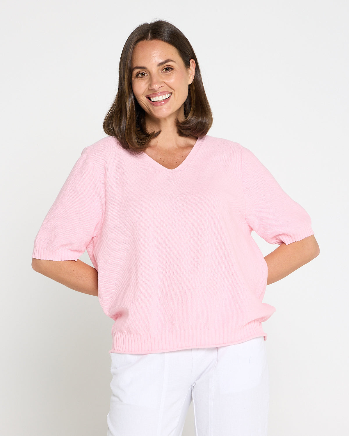 Rachel Cotton Knit Top - Pink