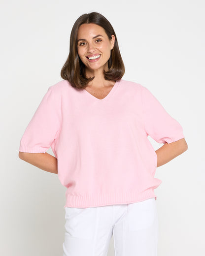 Rachel Cotton Knit Top - Pink