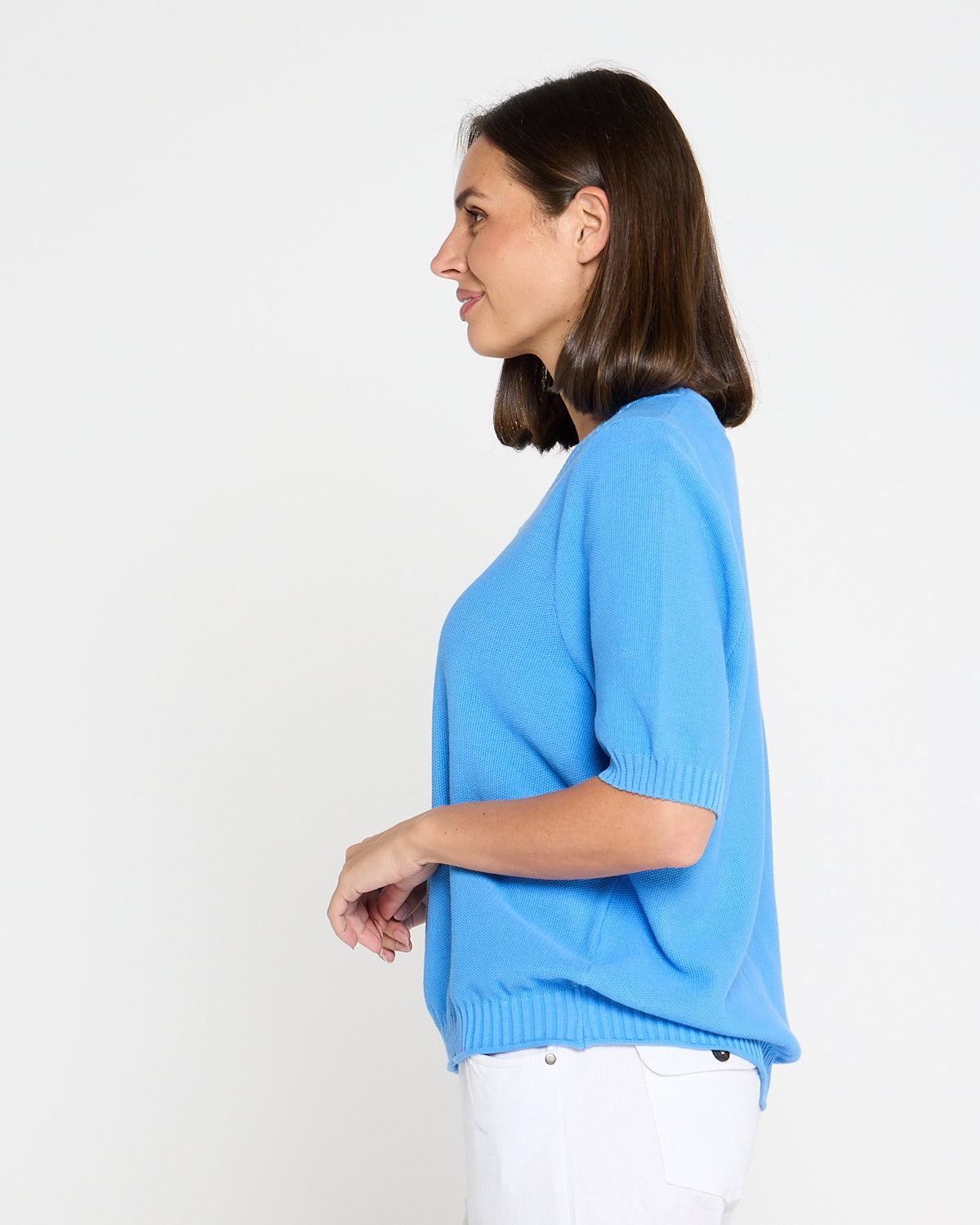 Rachel Cotton Knit Top - Blue