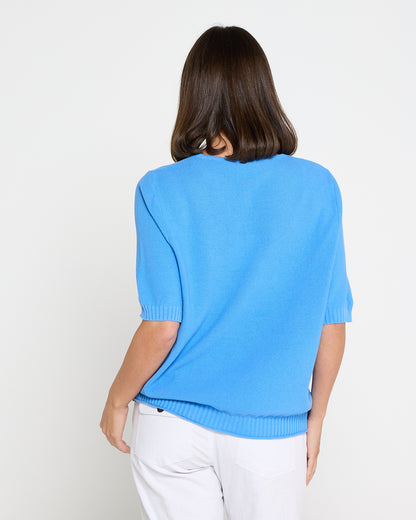 Rachel Cotton Knit Top - Blue