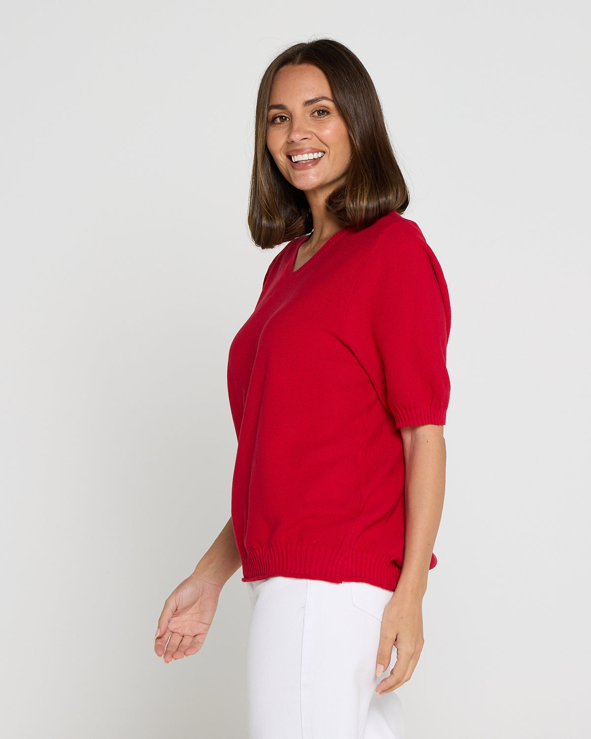 Rachel Cotton Knit Top - Red