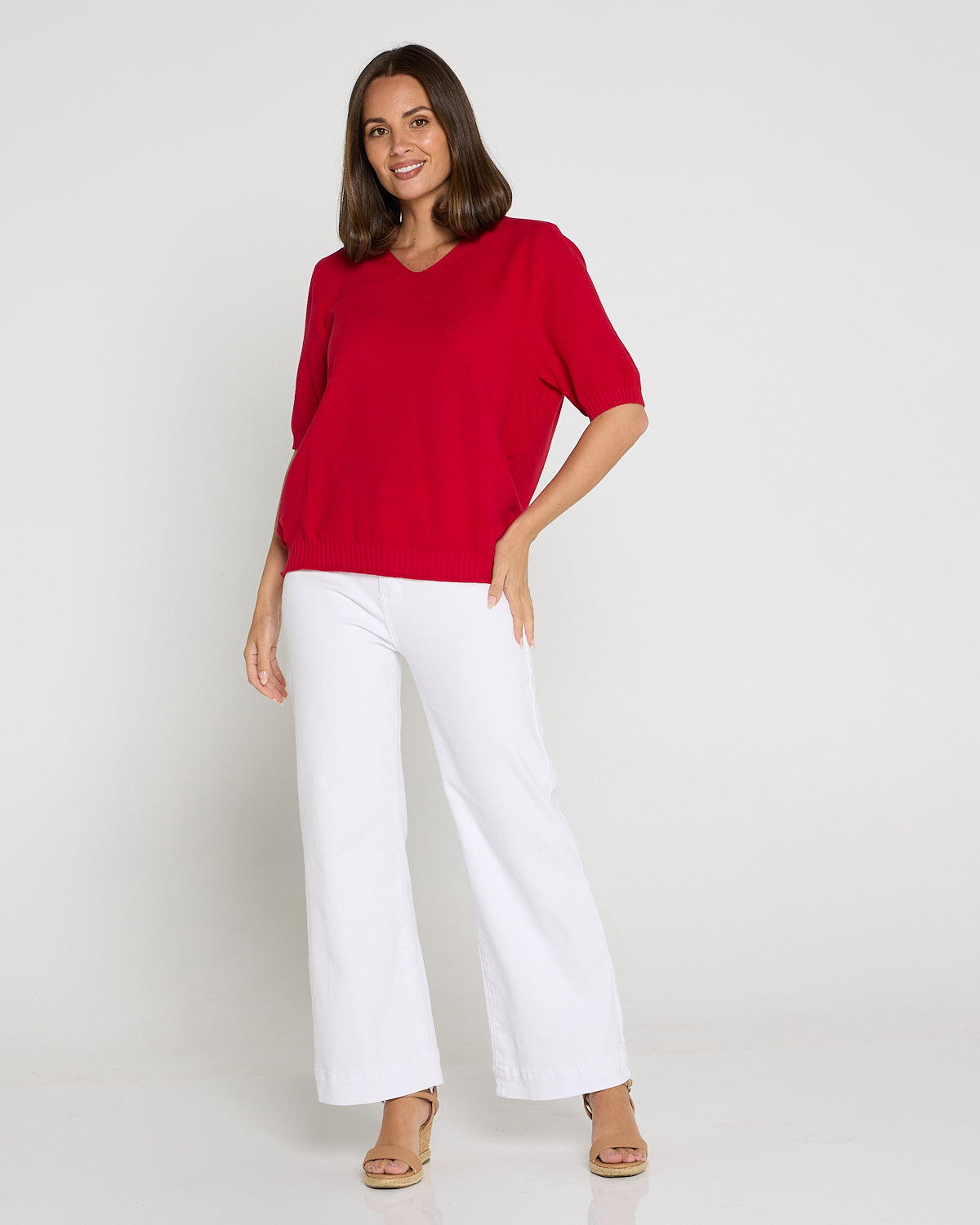 Rachel Cotton Knit Top - Red