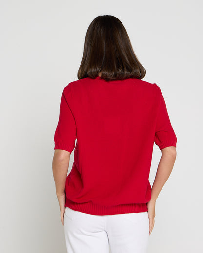 Rachel Cotton Knit Top - Red