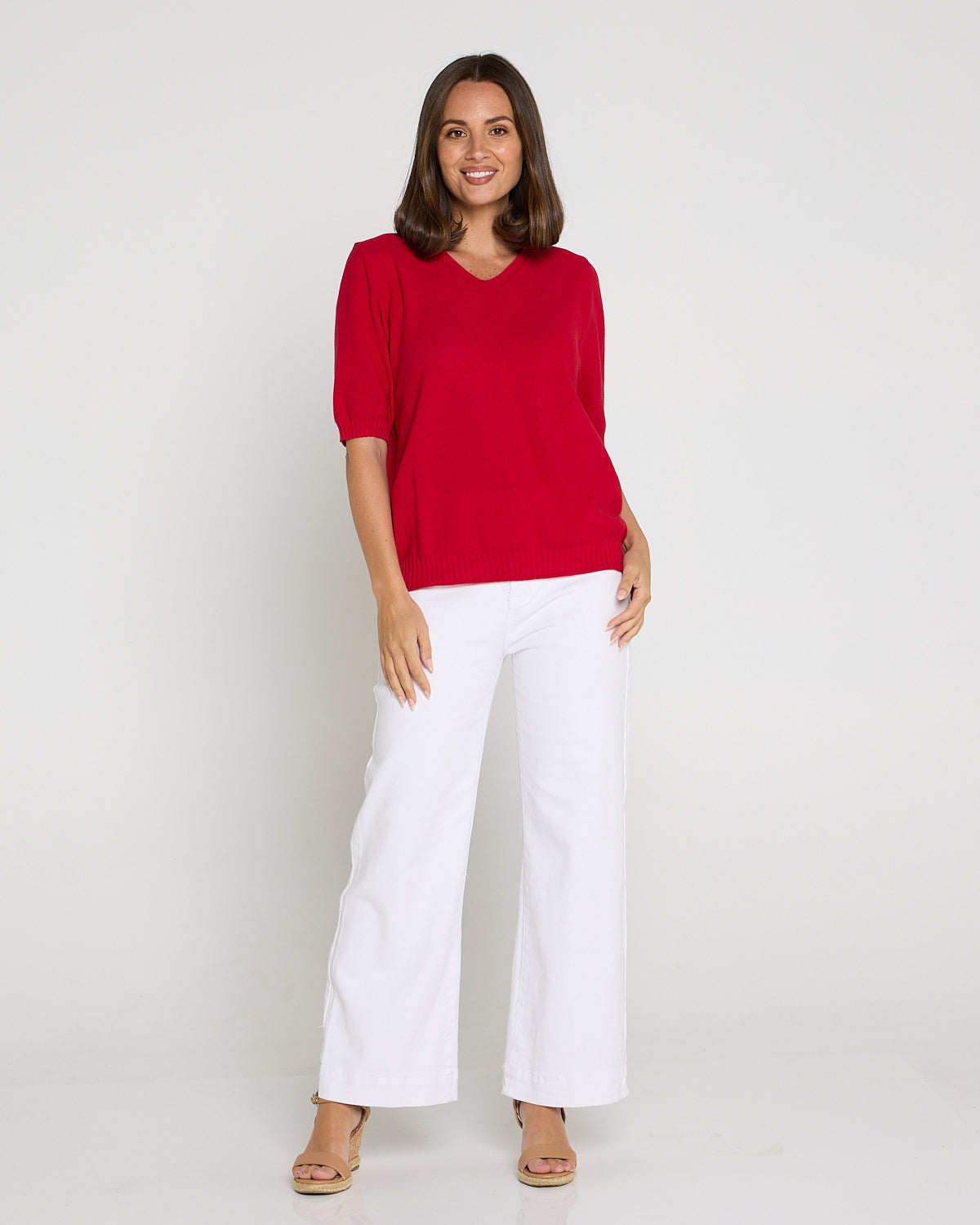 Rachel Cotton Knit Top - Red