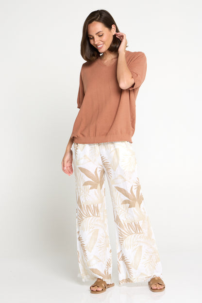 Rachel Cotton Knit Top - Mocha