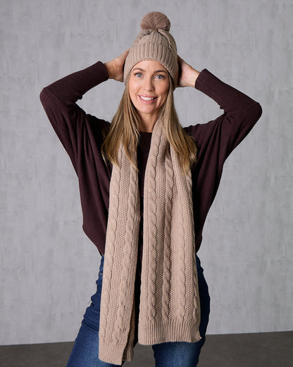 Ashland Scarf & Beanie Set - Mocha