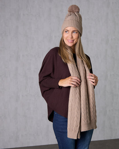 Ashland Scarf & Beanie Set - Mocha