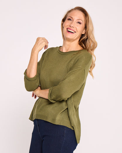 Byron Cotton Knit Top - Khaki