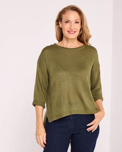 Byron Cotton Knit Top - Khaki