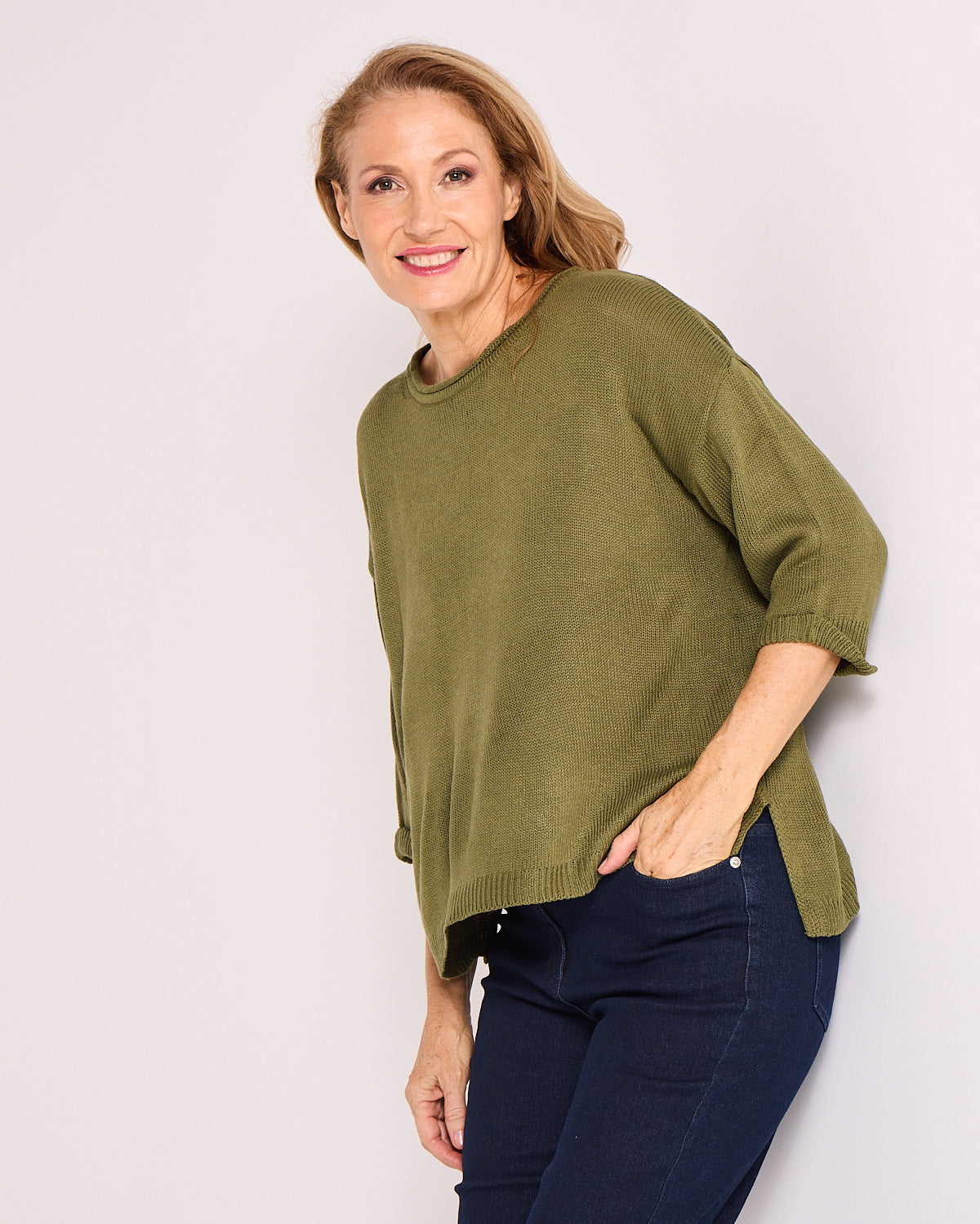 Byron Cotton Knit Top - Khaki