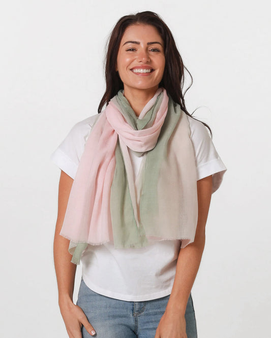 Dawn Scarf - Pastel Pink & Sage