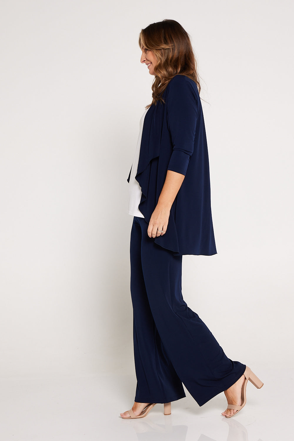 Navy wide leg outlet pants australia