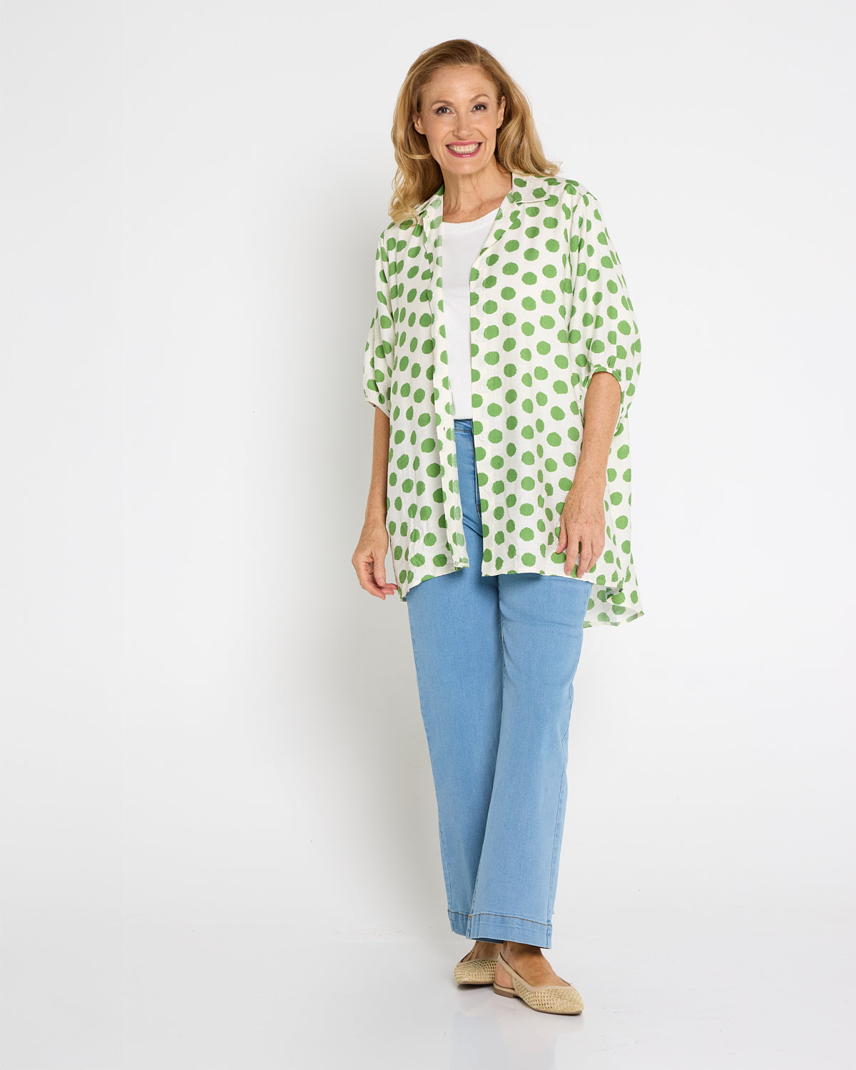 Kara Comfort Shirt - Green Spot