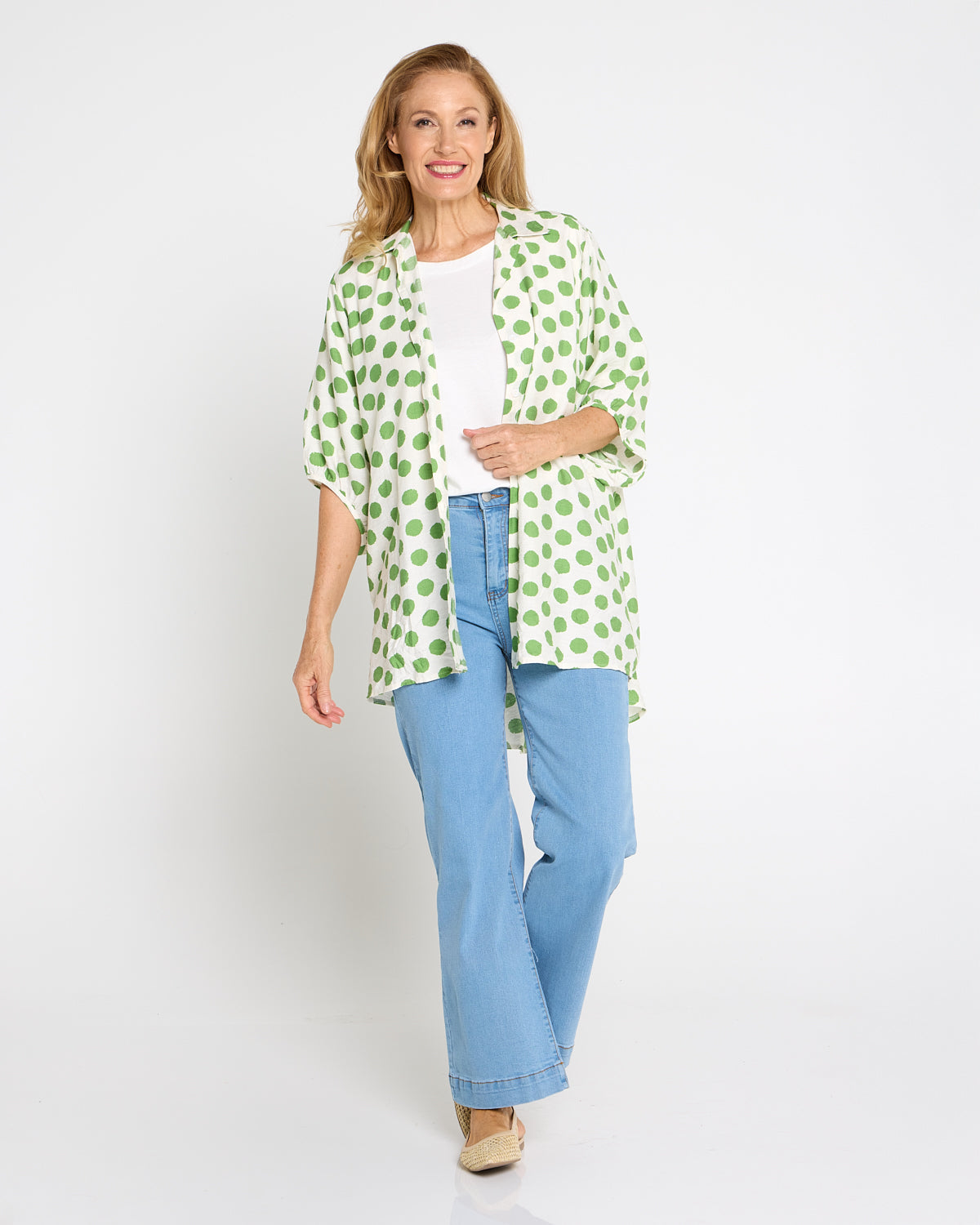 Kara Comfort Shirt - Green Spot
