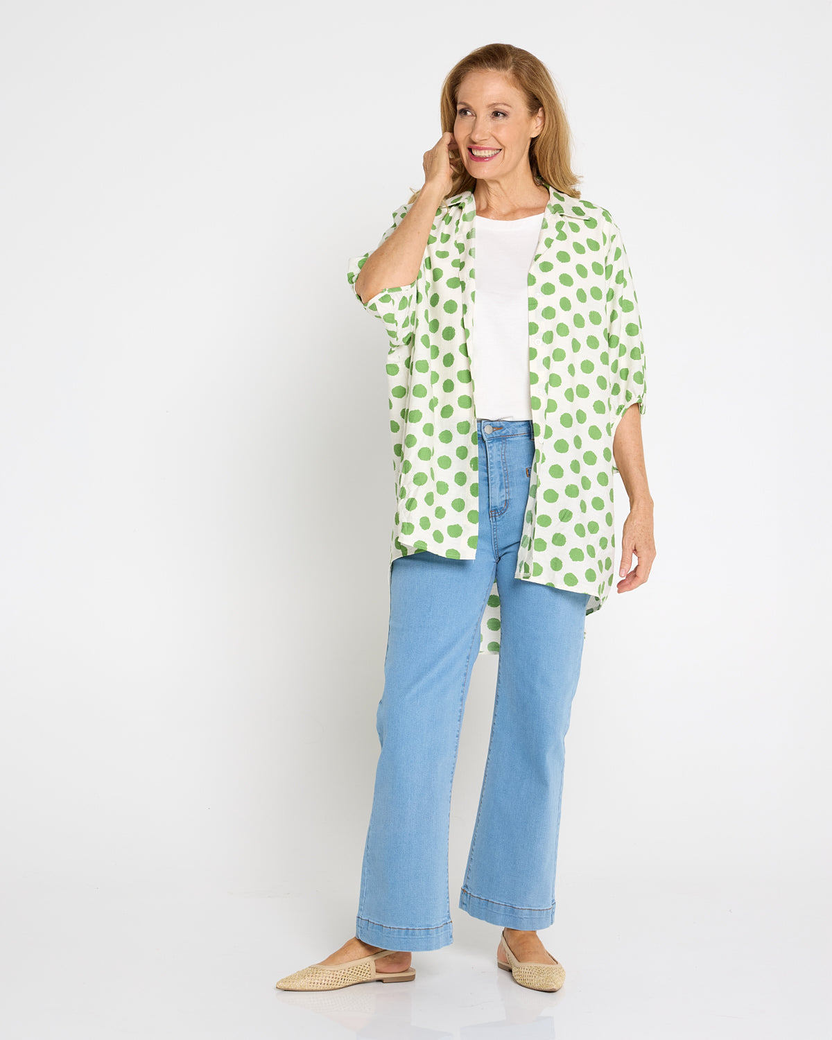 Kara Comfort Shirt - Green Spot