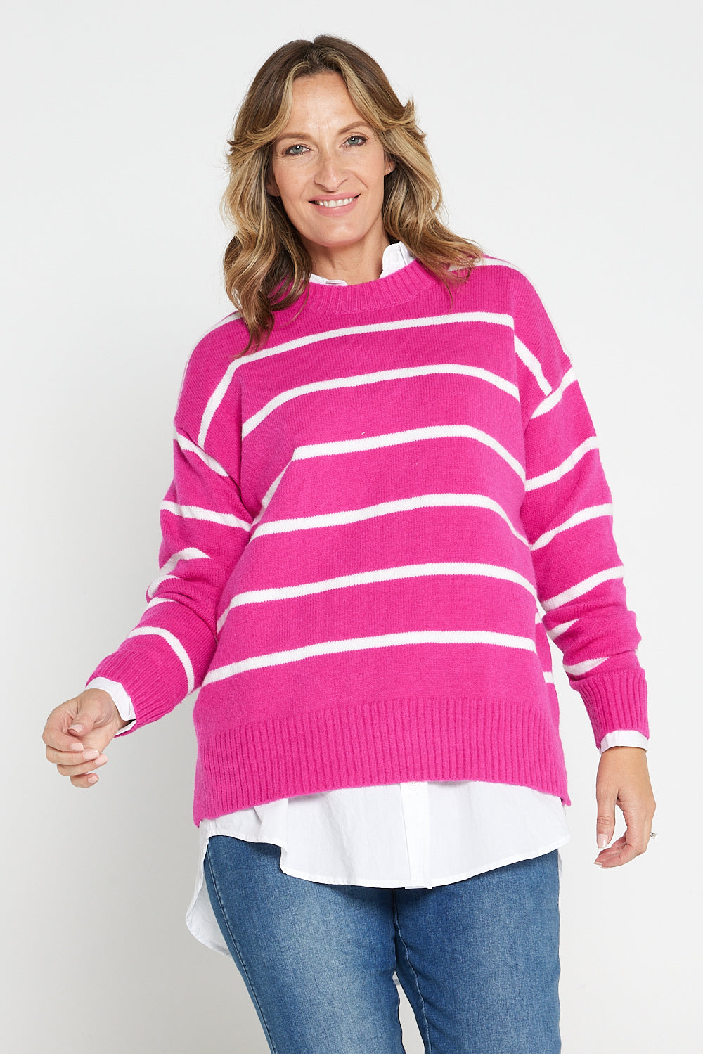 Pink and clearance white jumper